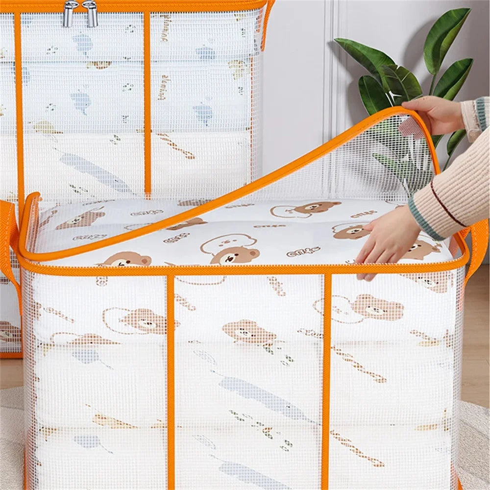 Extra Large Handle Storage Bag - Portable Clothing And Quilt Organizing Bag with Window, Durable Polyester Material, Suitable Fo