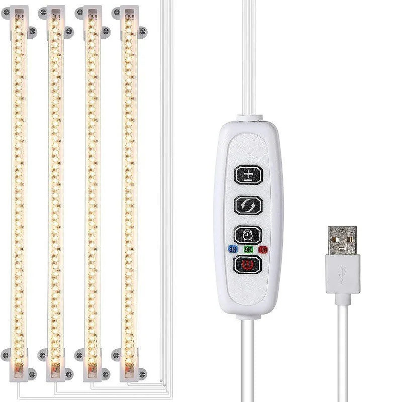 4/3/2/1PC, Indoor Grow Light,Full Spectrum LED Light Strip with Auto Timer 3/9/12H, Dimmable Sun Class Grow Light(No 5V 2A Plug